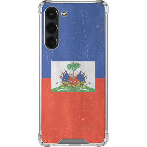 Haiti Flag Distressed Galaxy S23 Plus Clear Case